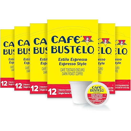 Café Bustelo Espresso Style Dark Roast, Single Serve Coffee Pods, 12 Count (Pack of 6)