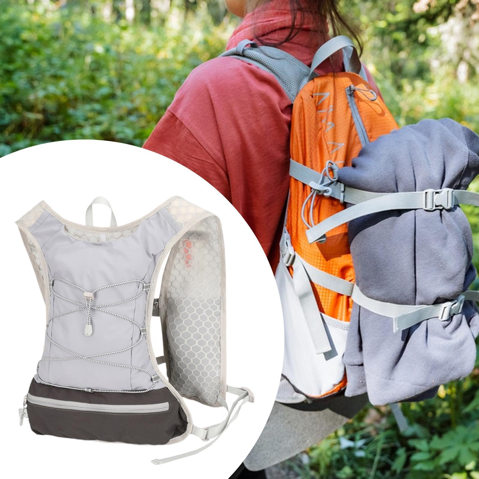 Gilet de Course avec Poche à Eau, Sac à Dos Respirant pour La Course, Le Jogging, Le Cyclisme, Le Camping et l'escalade