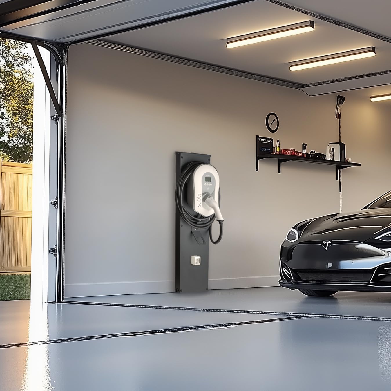 Uniwersalna kolumna ścienna z aluminium do stabilnej instalacji stacji ładującej i zorganizowanego miejsca ładowania do pojazdów elektrycznych, płyta ścienna do Wallbox (125 x 33 x 5,5 cm