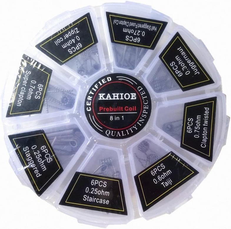 Ambrose 48PCS Prebuilt Coil Kit 8 in 1 Super Clapton/Staircase/Juggernaut/Clapton Twisted Coil/Zipper Coil/Taiji/Half Staggered Fused Clapton Coil/Staggered (48pcs/Box)