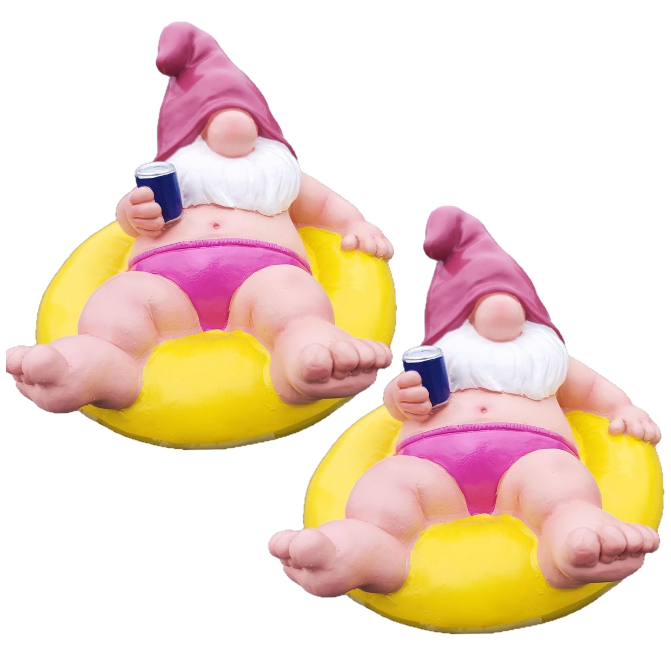 Statues, Nains de Jardin drôles, décoration de Jardin Nain Flottant, Figurine Nain d'été en résine imperméable pour Piscine, étang et Patio, Jaune