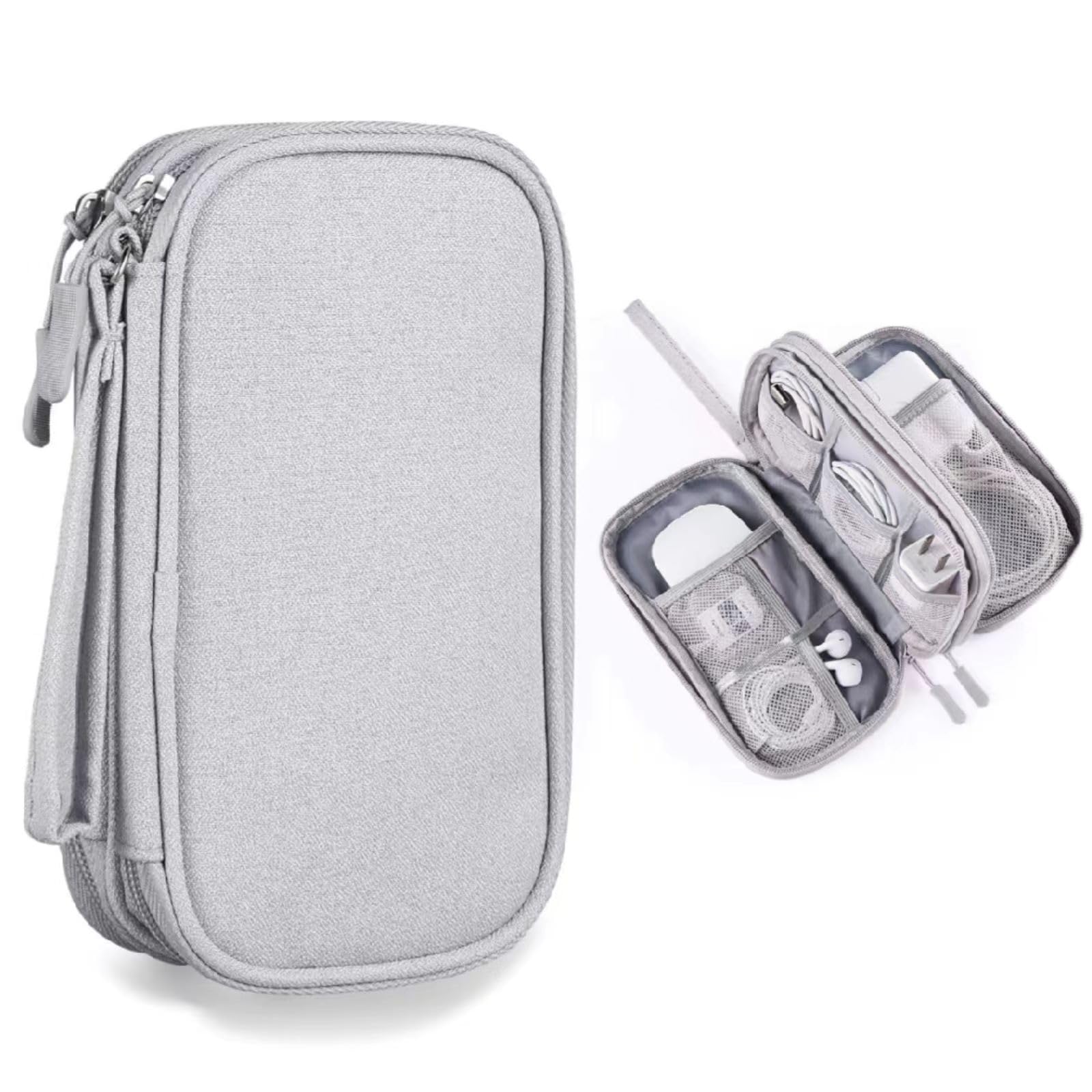 Rayyan Electronics Accessories Case, Universal Electronics Accessories Organizer Pouch Bag, Waterproof Portable Cable Organizer Bag, Travel Gear Carry Bag for Cord, Charger, Flash Drive, Phone (Grey)