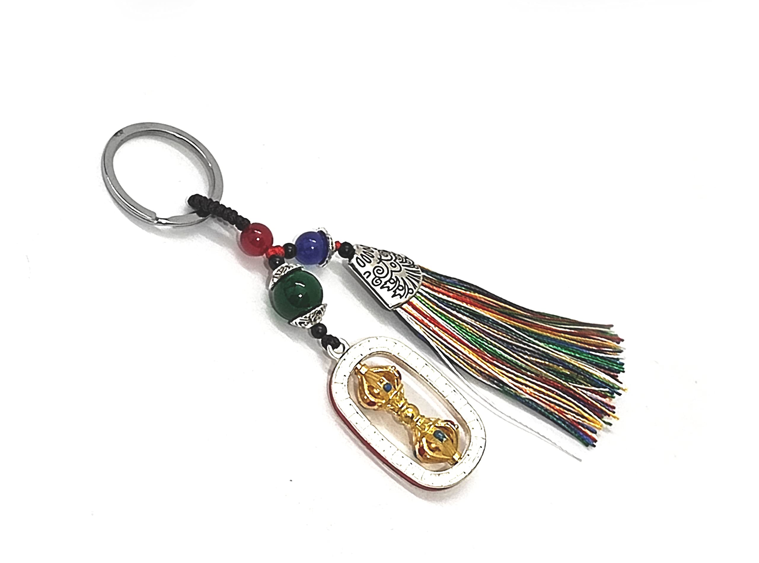 ASTROGHARTibetan Nepalese Buddhist Auspicious Dorje Vajra Lucky Charm Amulet Hand Craft Key chain Key Ring For Car Home And Bike Key Chains
