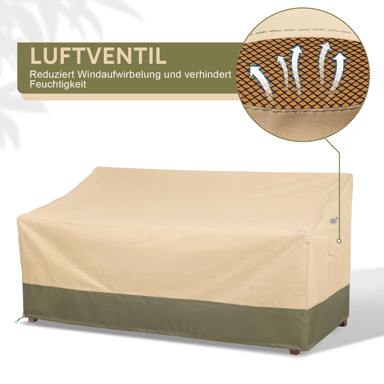 COWVIE Outdoor-Sofabezug für 3-Sitzer-Terrassenbank und Couch, wasserdichte 600D-Terrasse-Loveseat-Abdeckung mit reflektierenden Griffen und integrierter Aufbewahrungstasche für den Rasen