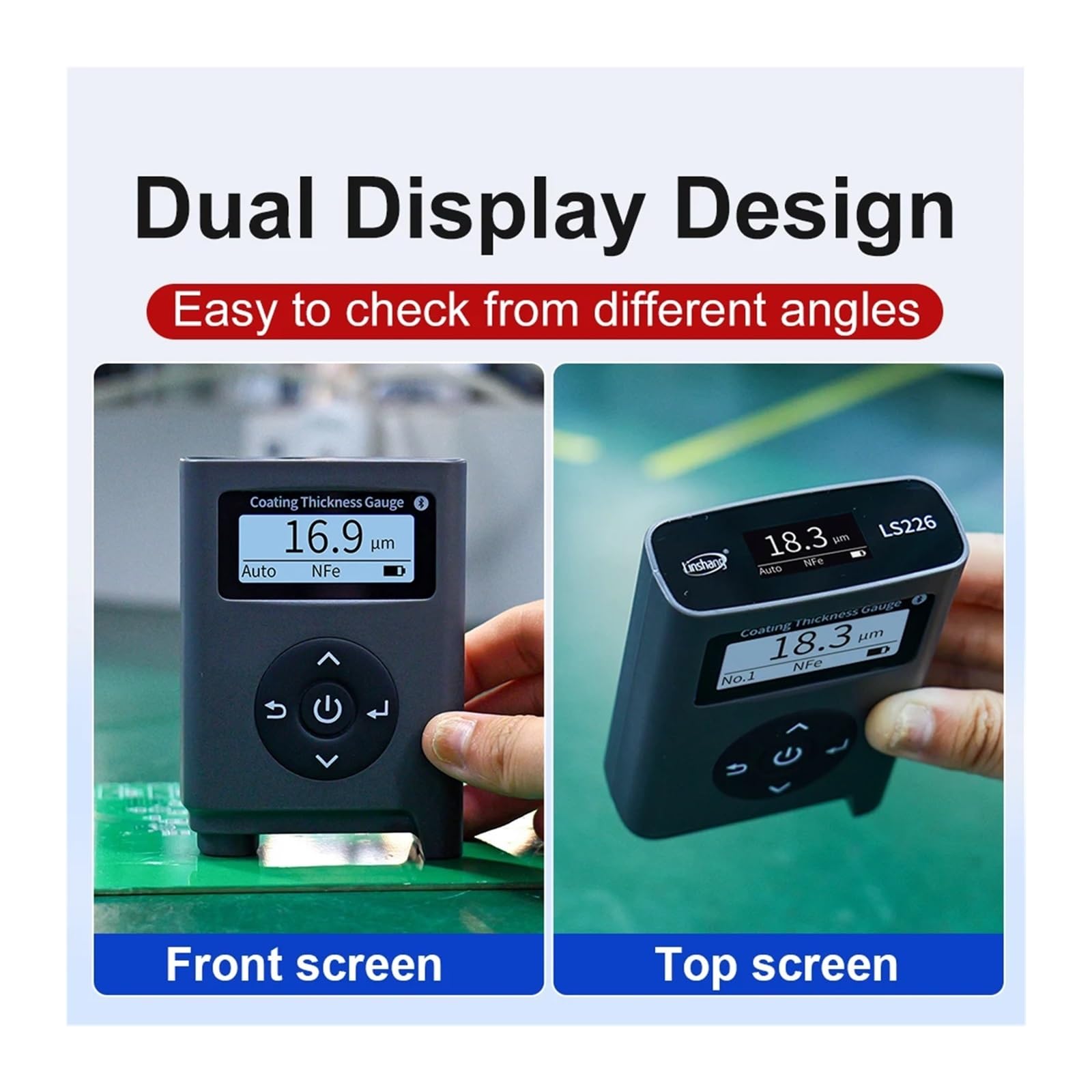 Misuratore di spessore del rivestimento ad alta precisione con doppio display Fe Nfe Tester digitale LS226 for conforme della piastra