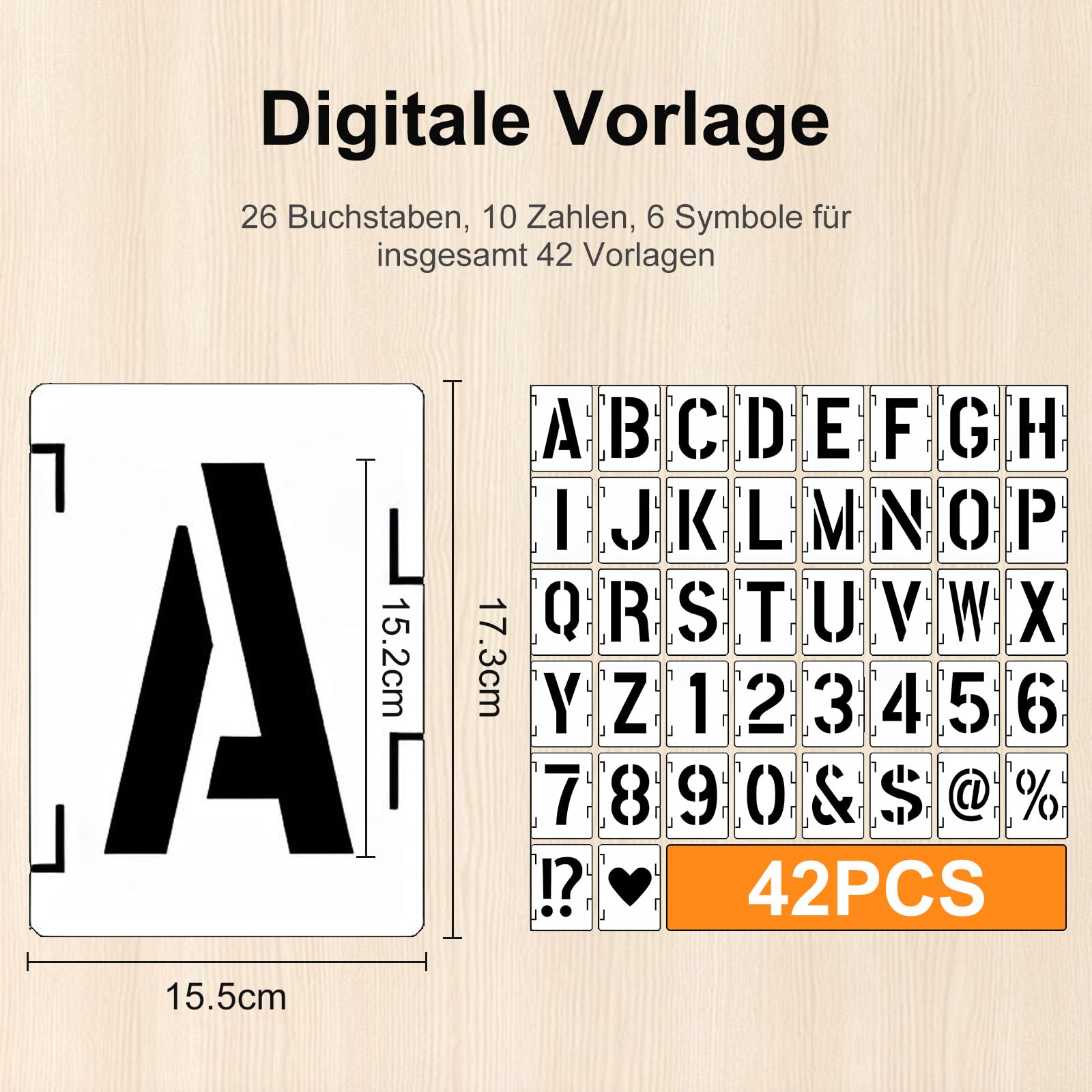 Set 42 Stencil Lettere Riutilizzabili - In Plastica PET Per Fai Da Te | Decorazioni Legno, Torte, Eventi - Foto 9