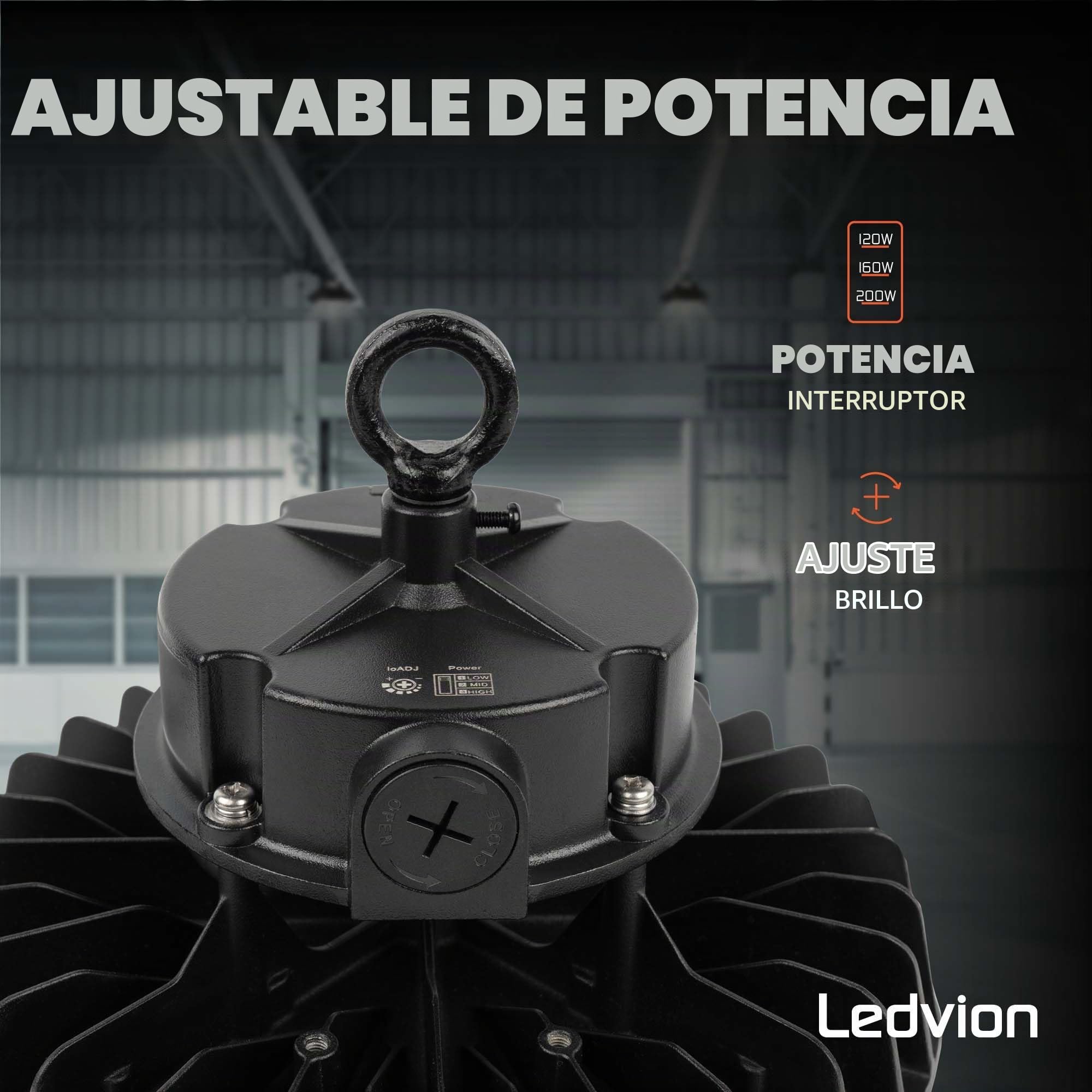 Ledvion Lámpara de Alta Bahía IP65 200-160-120W 175 lm 6500K 175lm