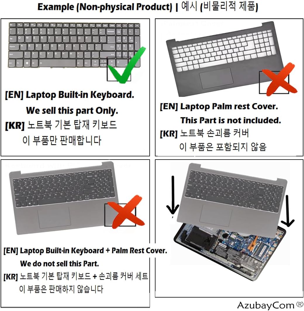 Laptop Keyboard for Lenovo IdeaPad 1-14ADA7, 1-14ALC7, 1-14AMN7, 1-14IAU7, 1-14IGL7, 1-14IJL7, 82R0 82R3 82VF 82QC 83AF 82V6 82LV, PR4SB-KR, Backlit Gray (KR Korean 한국어 Layout, Gray Black)