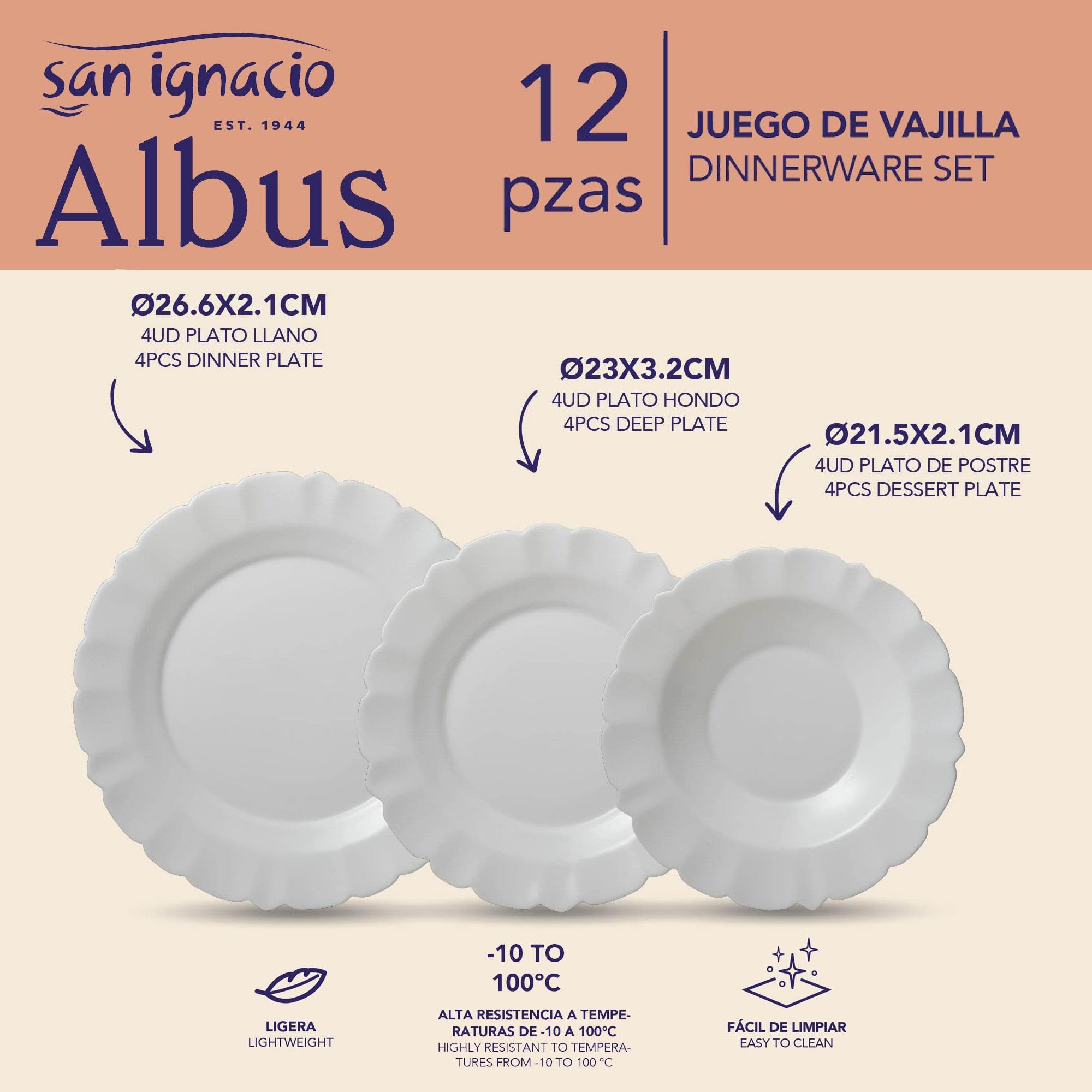 San Ignacio Juego de Vajilla de 24Pzs Blanco