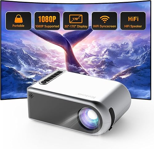 Mini Projector with WiFi, Kolexa Small Portable Projector Supported Full HD 1080P Mini Projector for iPhone Pocket Projector Compatible with