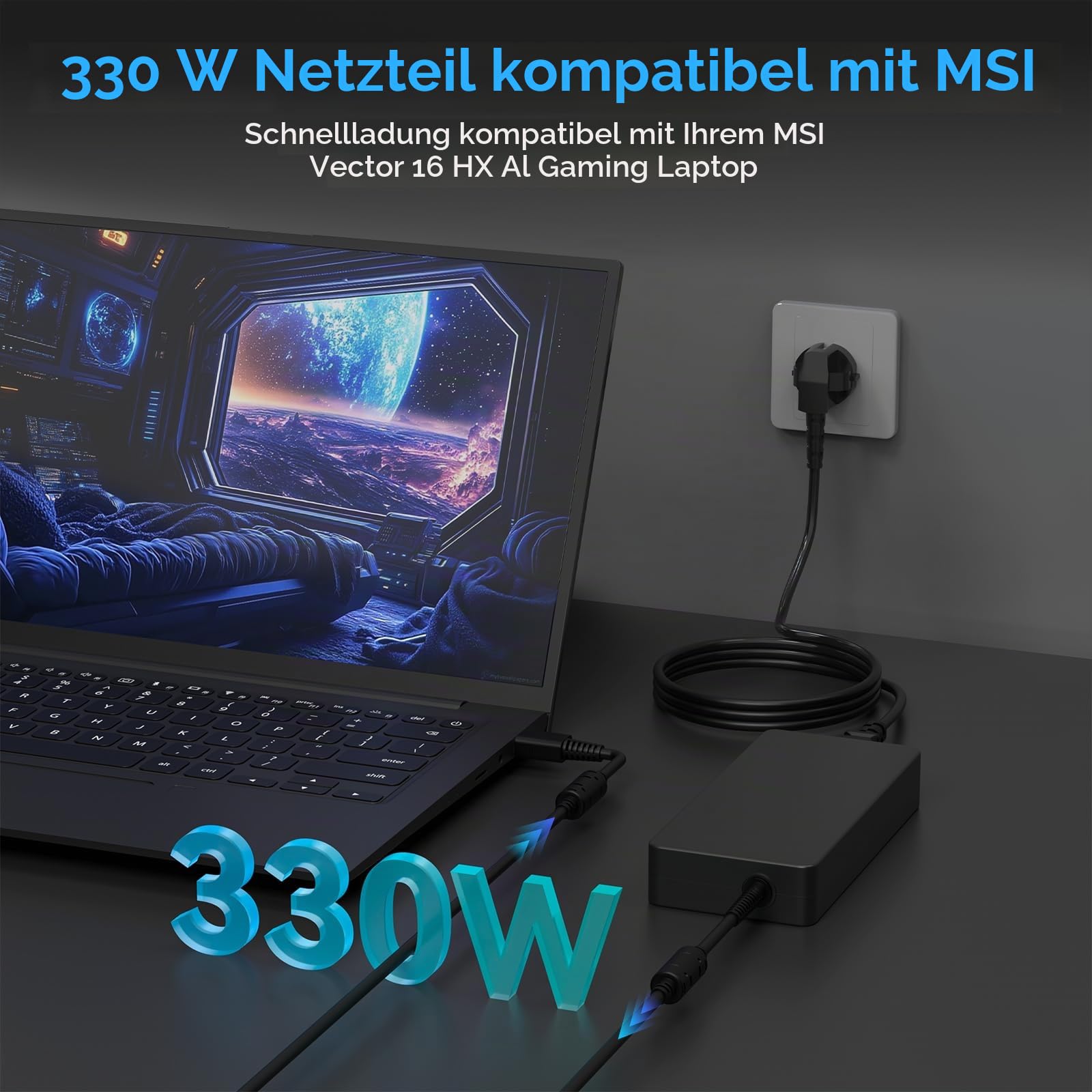 330W USB Netzteil Ladegerät Ladekabel für MSI Raider/Vector Adapter | GE7GE77 GE76 GE67 GE68 MSI Vector GP76 GP66 GP68 GP78 Titan GT77 MS-1545 MS-17K5 MS-17Q1 MS-17S1 A20-330P1A ADP-330GB