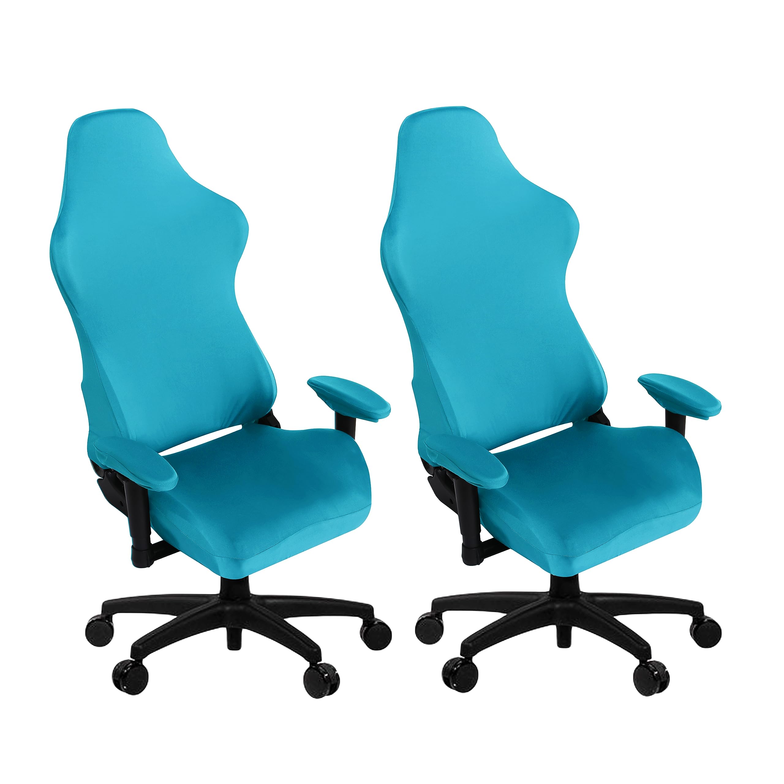 SARAFLORA Gaming Chair Cover, 2 Pack Teal - Stretchable, Removable, Protective Chair Cover for Armchair, Swivel Chair, Computer Boss Chair, Spandex