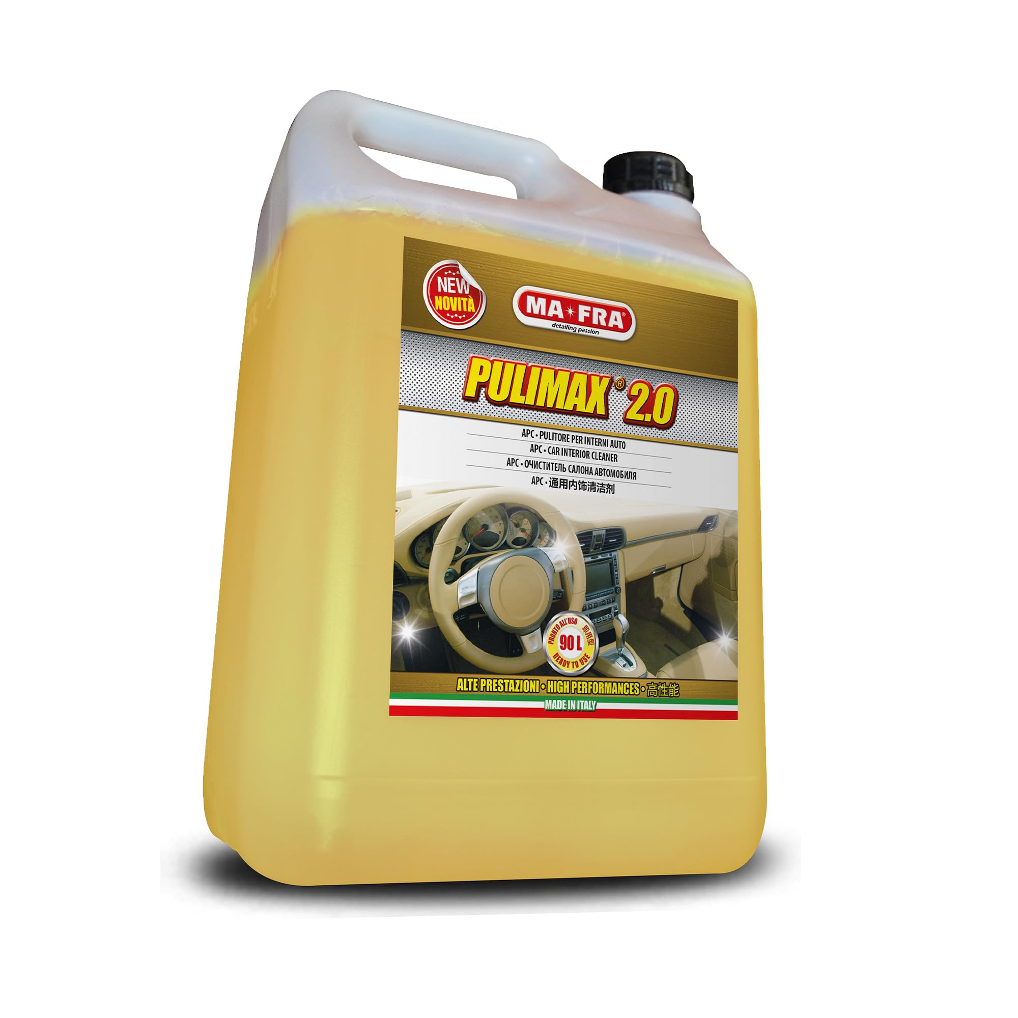 MAFRA, Pulimax 2.0, APC Detergente Universale per Interni Auto, Ideale per la Pulizia di Skai e Tessuti, Rimuove Sporco e Cattivi Odori, Formato da 4500 ml