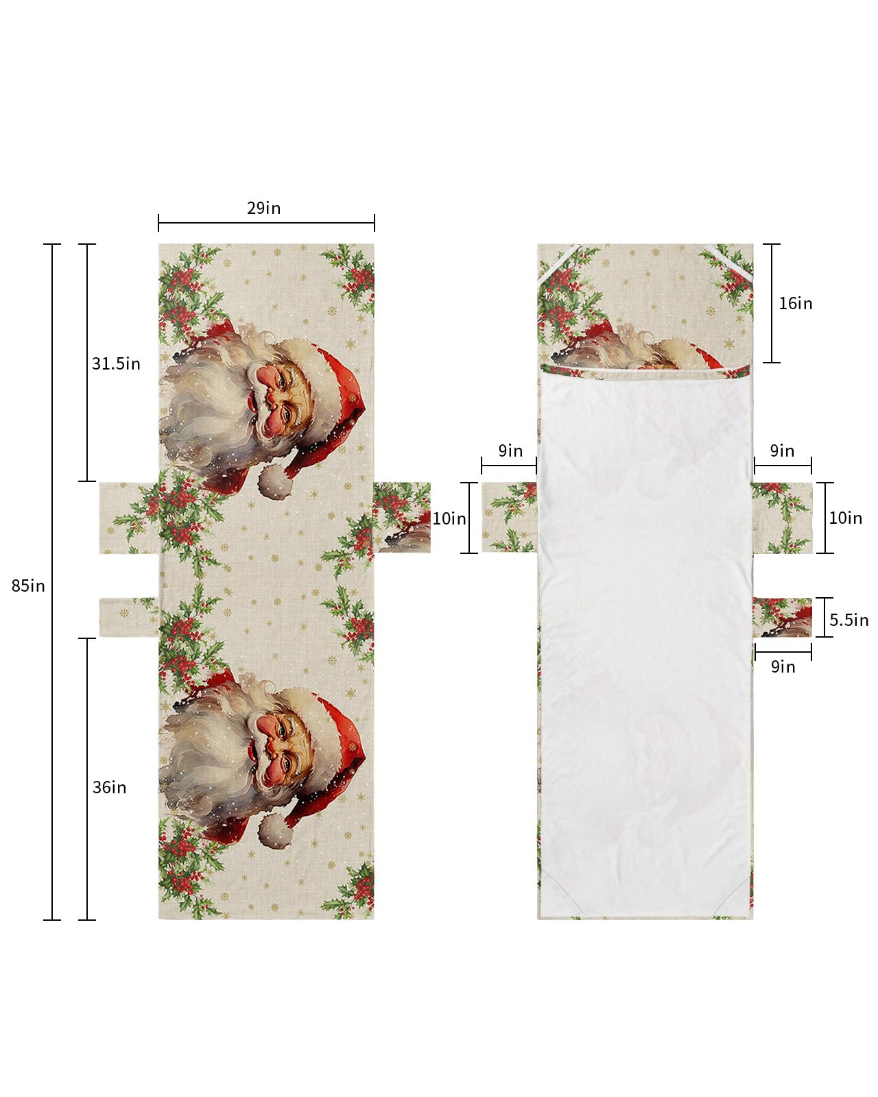 Christmas Beach Lounge Chair Towel Cover, Soft Chaise Lounge Towel with Side Pockets Patio Pool Chairs Cover for Beach/Pool Sunbathing 29x85 Xmas Santa Berry Botanical Winter Snowflake