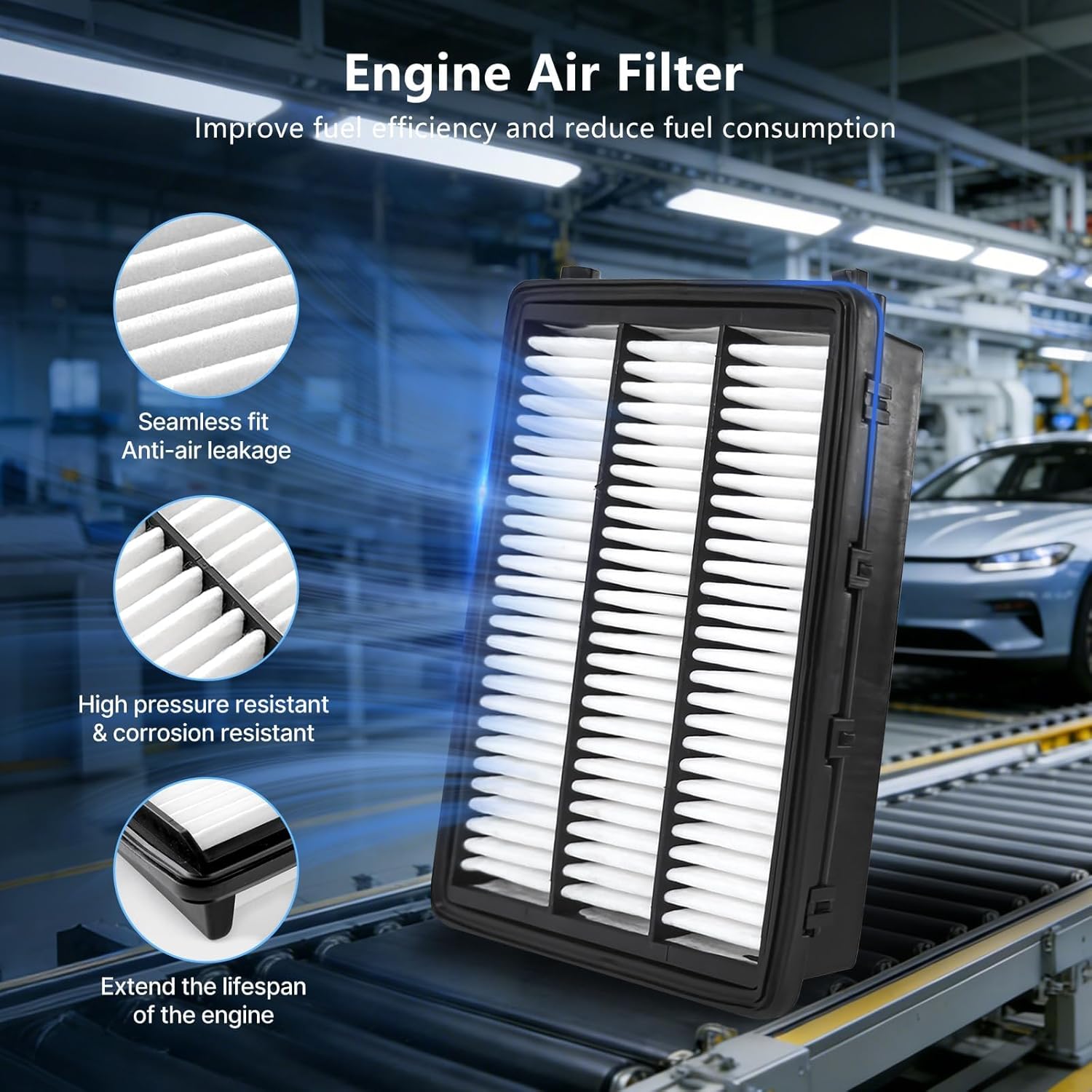 Cabin Engine Air Filter Kit Fits 2016-2021 TUCSON, 2017-2022 SPORTAGE, Replacement for CA12065, CF12160