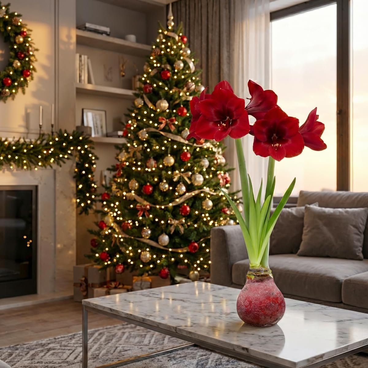 Bulbi di Amaryllis Cera Glitter Rosso