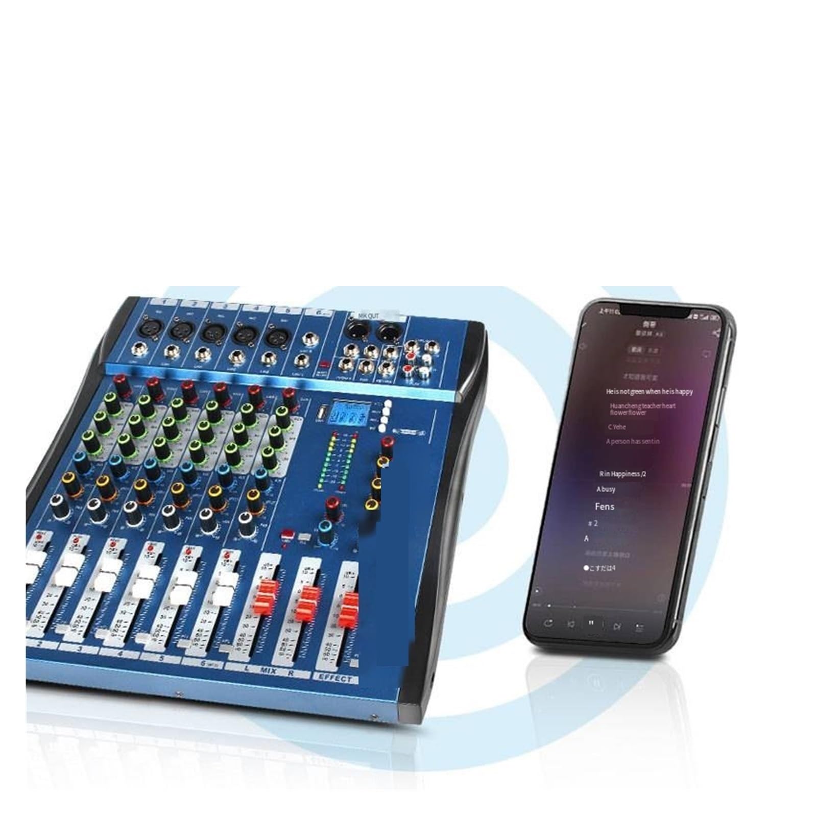 DJ-Audiomixer Dj Controller Mixer Mixing Meter Card Professioneller PC Digital Console Interface Console Professionelle Ausrüstung 6 Kanäle