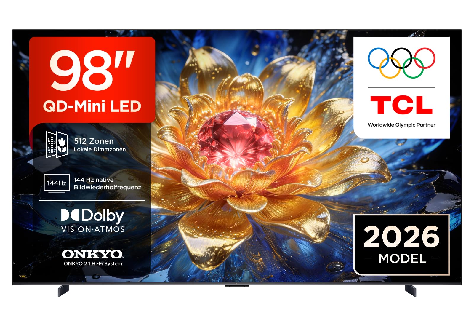 TCL 98T8D QD-Mini LED 98 Zoll Fernseher, 4K Smart TV, Google TV, 144 Hz