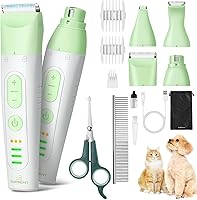 SUPRENT 4-in-1 Cordless Dog Grooming Kit: Quiet Clippers, Nail Grinder, Paw Trimmer for Cats & Small Dogs with Thick Coats