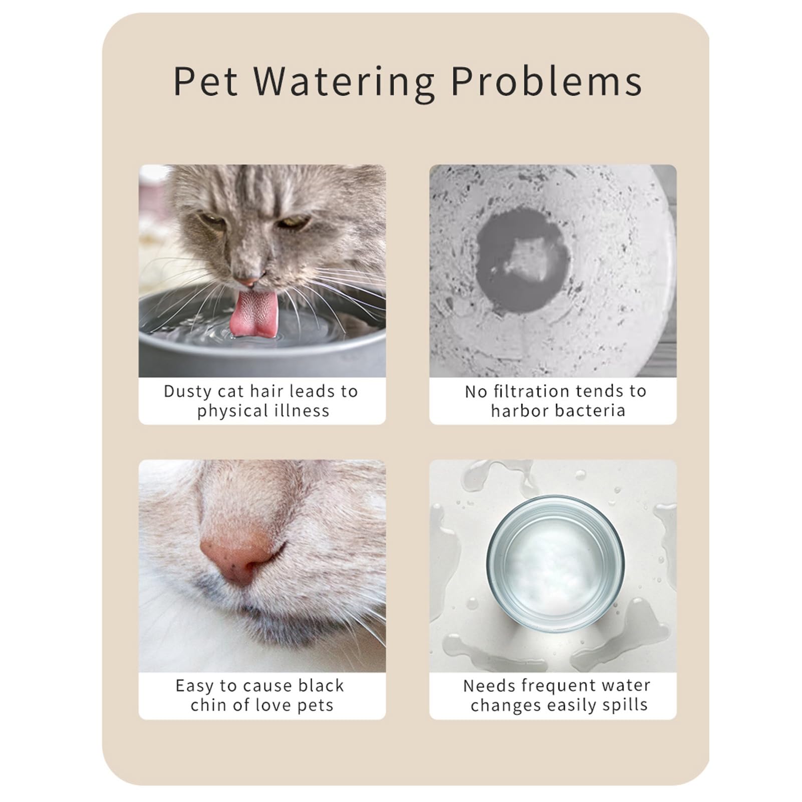 Cuifati Fuente de Agua para Mascotas de Acero Inoxidable, 2.5L Bomba
