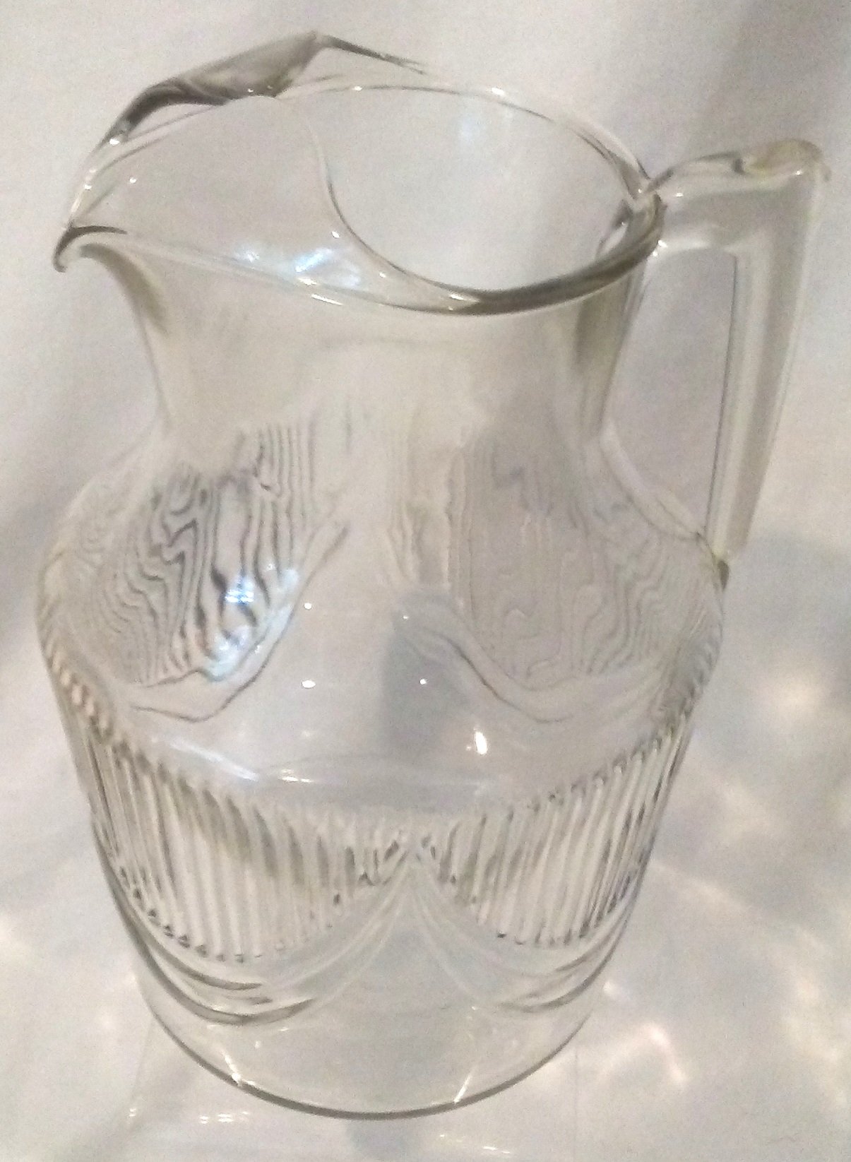 Vintage Heavy Clear Glass Café Water Picher/Vintage Café Glass Pitcher