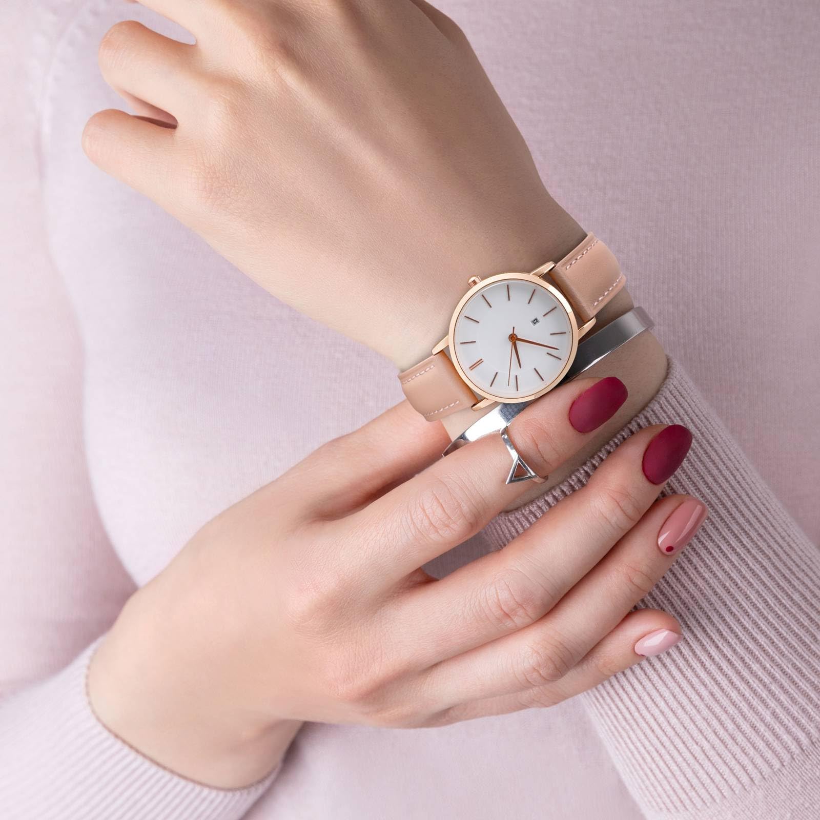 Anbeer Cinturino piatto sottile elegante in vera pelle,Cinturino di ricambio a sgancio rapido per le donne, scelte di dimensioni multiple