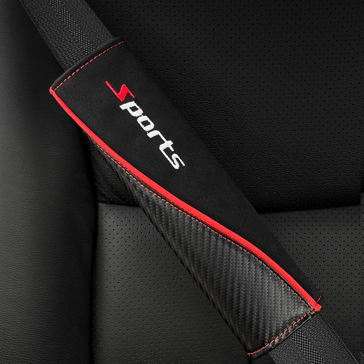 2 Piezas Funda Para Cinturón Seguridad Coche, Cinturón De Seguridad Cuero Cubiertas Almohadillas, Fundas Blandas Antideslizantes Almohadillas Para El Arnés Del Cinta De Hombro(Sports)