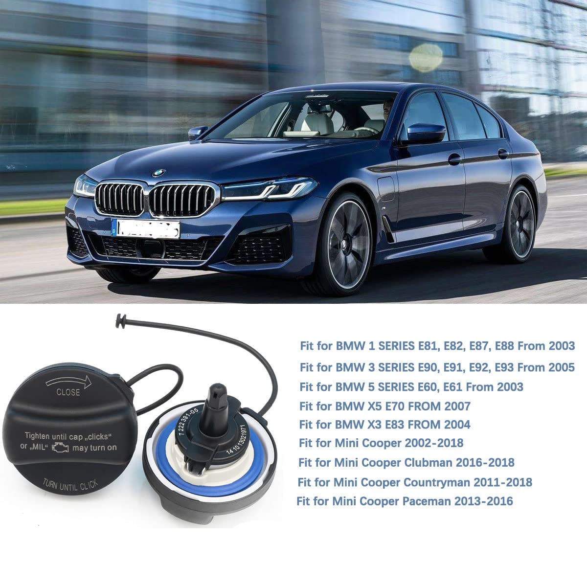 Fuel Filler Tank Cover Cap - Compatible With BMW X3 X5 Z3 & Land Rover Range MG 75 (1987-2013) - View #13