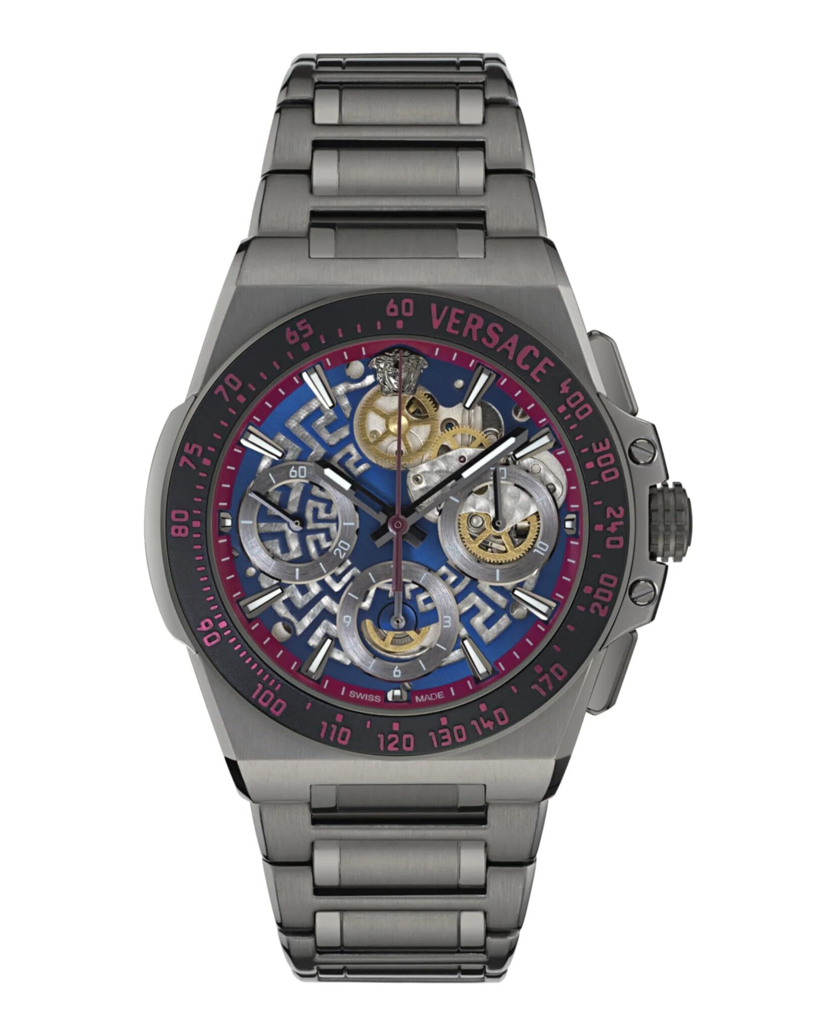 Versace Men Chronograph Automatic Watch Greca Extreme Chrono Skeleton Swiss Made
