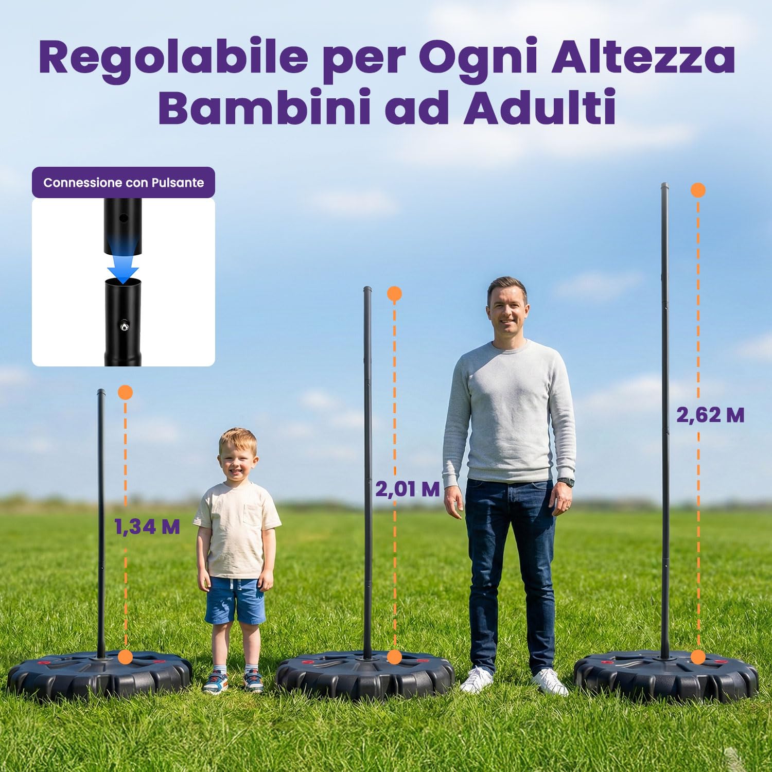 Hurtle Gioco di Tetherball con Palla e Corda, Base Pesante e Palo Regolabile 1,2–2,7 m, Gioco da Esterno Bambini, Giochi Adolescenti per Prato, Patio e Giochi per Bambini all’Aperto