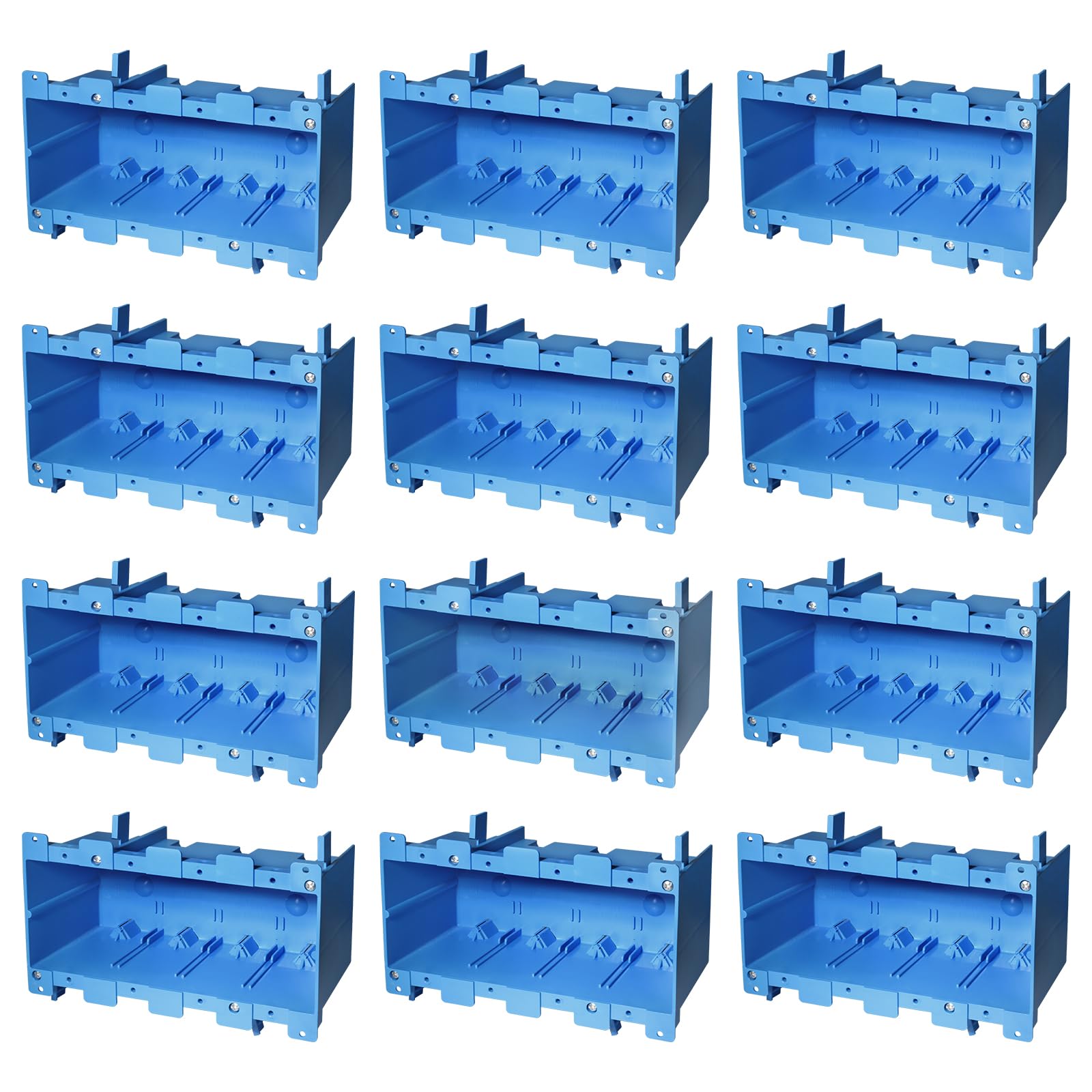 Caja eléctrica de trabajo antiguo de 4 bandas, azul, 71 pulgadas cúbicas, caja de interruptor/tomacorriente, 7-3/4 pulgadas de largo por 5-1/3 pulgadas de ancho por 3-1/2 pulgadas de profundidad, caja