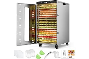 Commercial 1600W Food Dehydrator with LED Light and 24H Timer