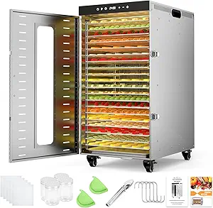 20-Tray Commercial Food Dehydrator with 1600W Motor for Meat, Fruits & Dog Treats