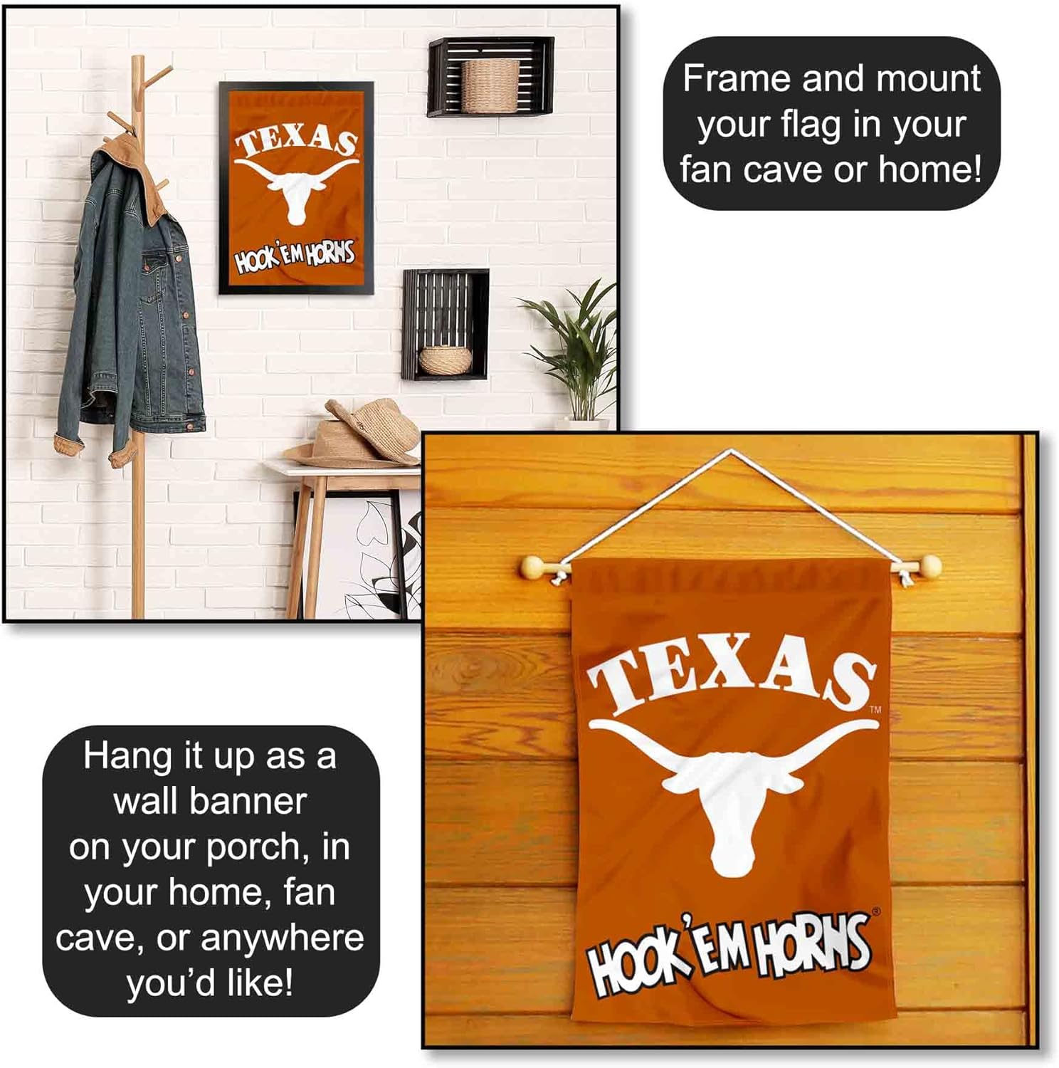 College Flags & Banners Co. Texas Longhorns Hook'em Horns Garden Flag - Image 5