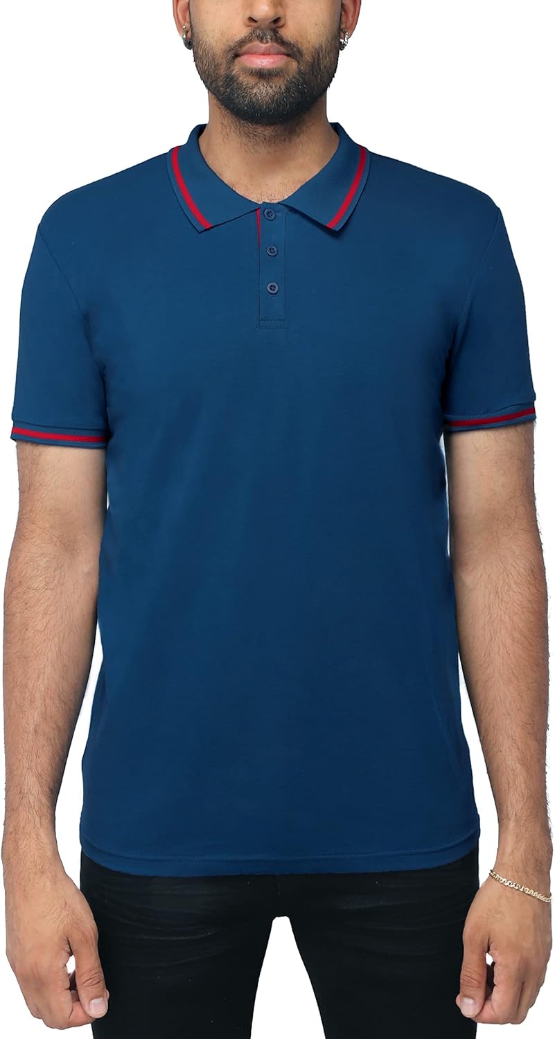 X RAY Men's Polo Shirts Short Sleeve, Slim Performance Stretch Cotton Golf Polos for Men