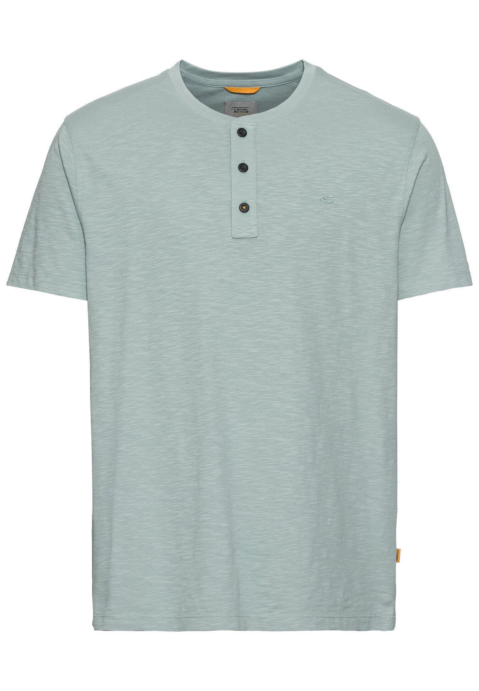 camel active Men's Short Sleeve Henley Shirt Made of Pure Cotton, Green, XXL