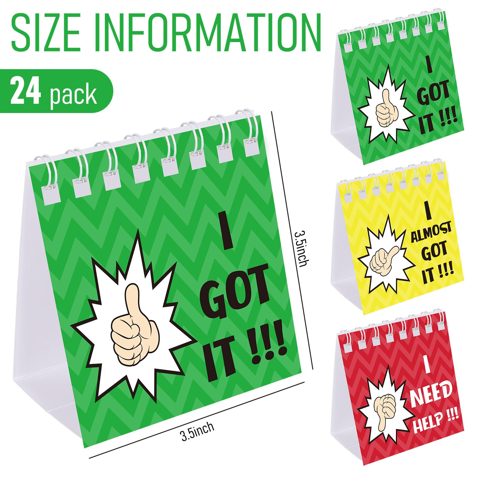 FYSUIMU 24 szt. I Need Help Mini Flip Chart znaki 3 kolory karty samooceny narzędzie do zarządzania zachowaniem dla ucznia nauczyciela szkoły klasy materiały do nauki zajęć