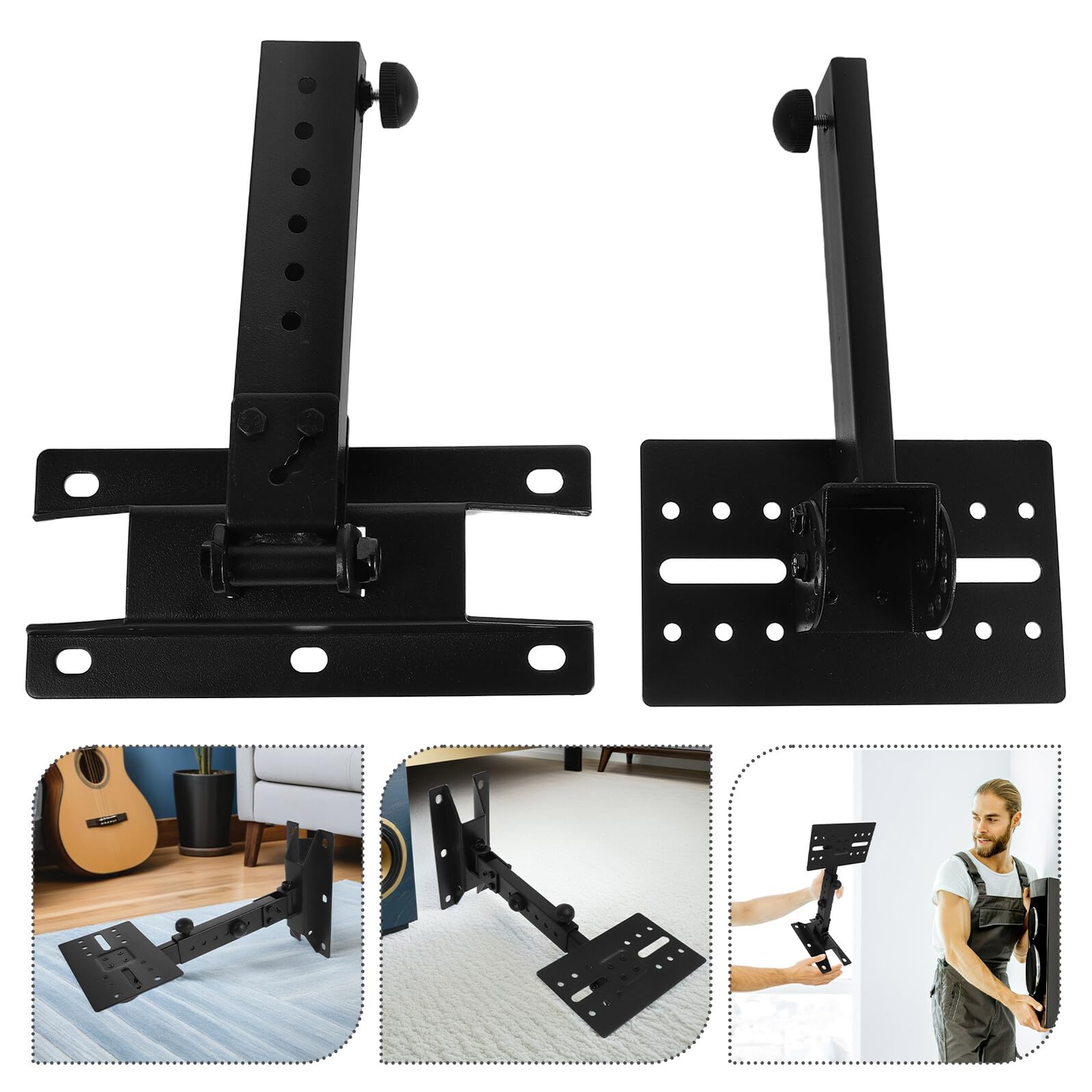 Support Mural Réglable en Métal Épais Étagère Extensible pour Barre de Son et Enceintes Surround Fixation Murale Robuste pour Usage KTV et Home Cinéma Optimisation d’Espace et