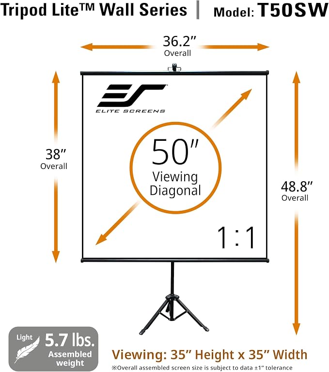 Pantalla Proyector Portátil Elite Screens Tripod Lite 50" miniatura 5