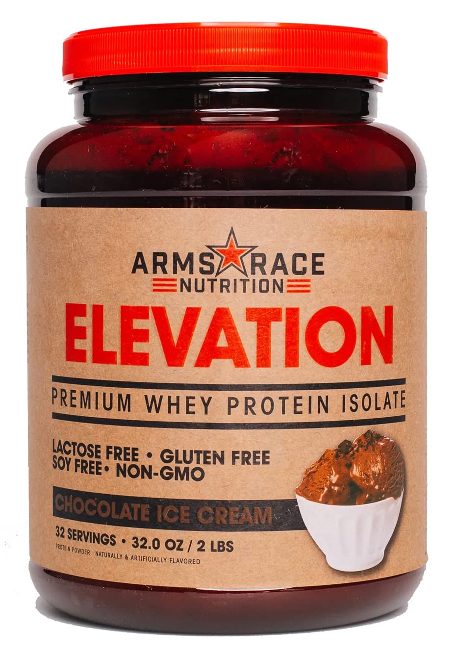 Arms Race Nutrition Elevation Premium Whey Protein Isolate 32 oz. (2 lbs) (Chocolate Ice Cream)