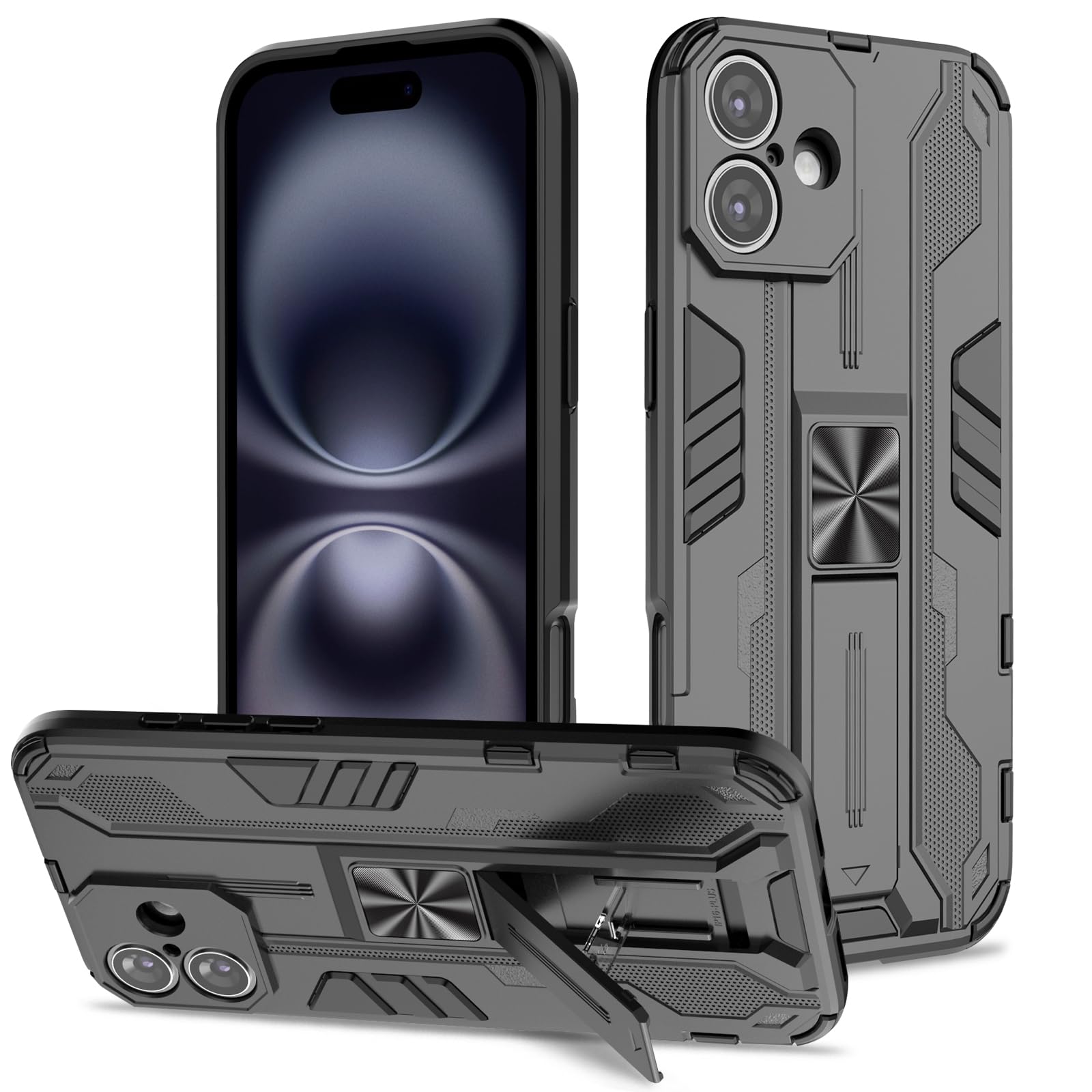 Funda para Samsung Galaxy A13 4G con Cristal Templado Protector Pantalla, Carcasa Antigolpes con Soporte anular metálico, Case Protectora de Grado Militar, Negro — view 184