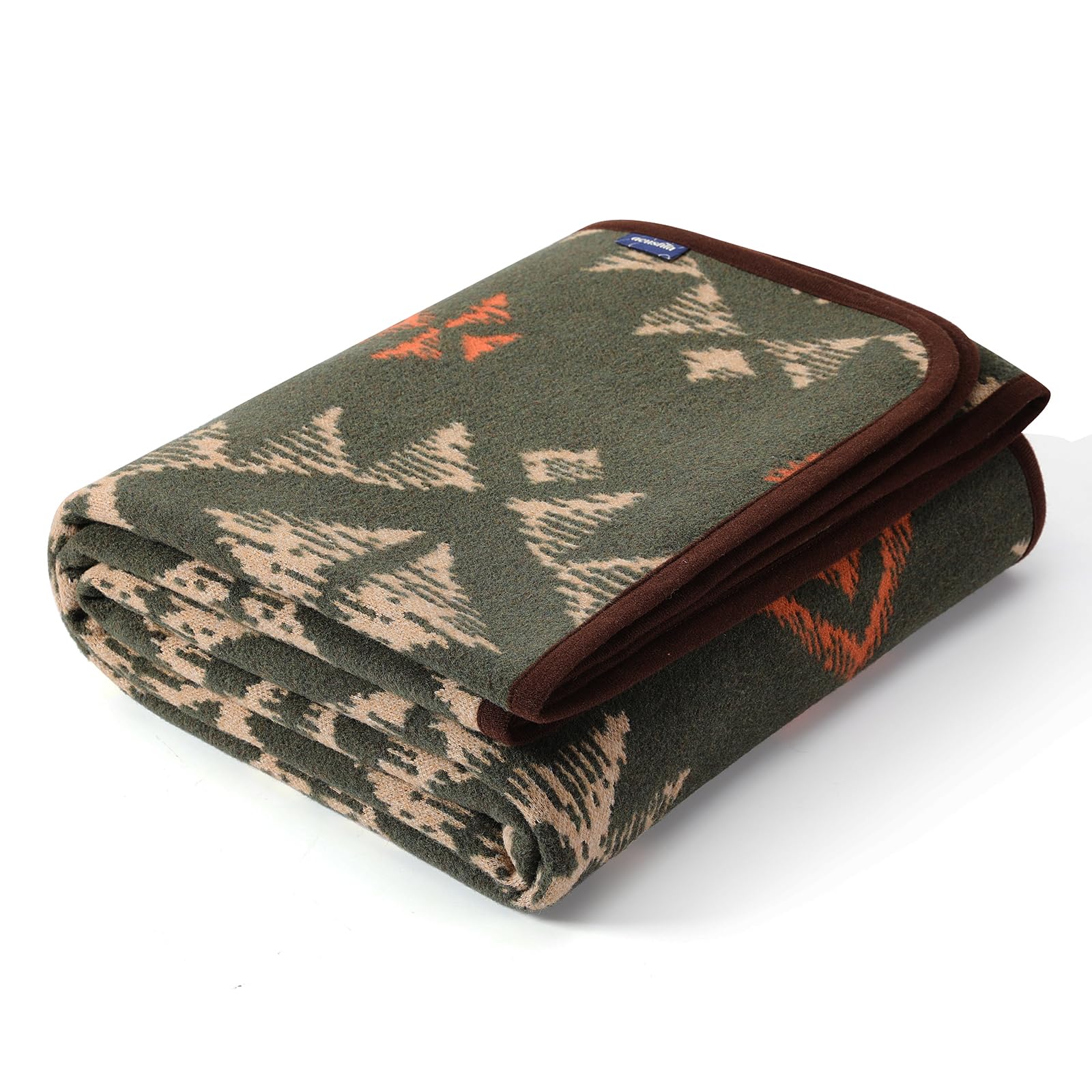 ACUSHLA Couverture en laine mérinos - Couverture épaisse grande et chaude lavable pour salon, lit, canapé, pique-nique en plein air, voyage, camping toute saison - (160 x 200 cm | Style Navajo Vert)
