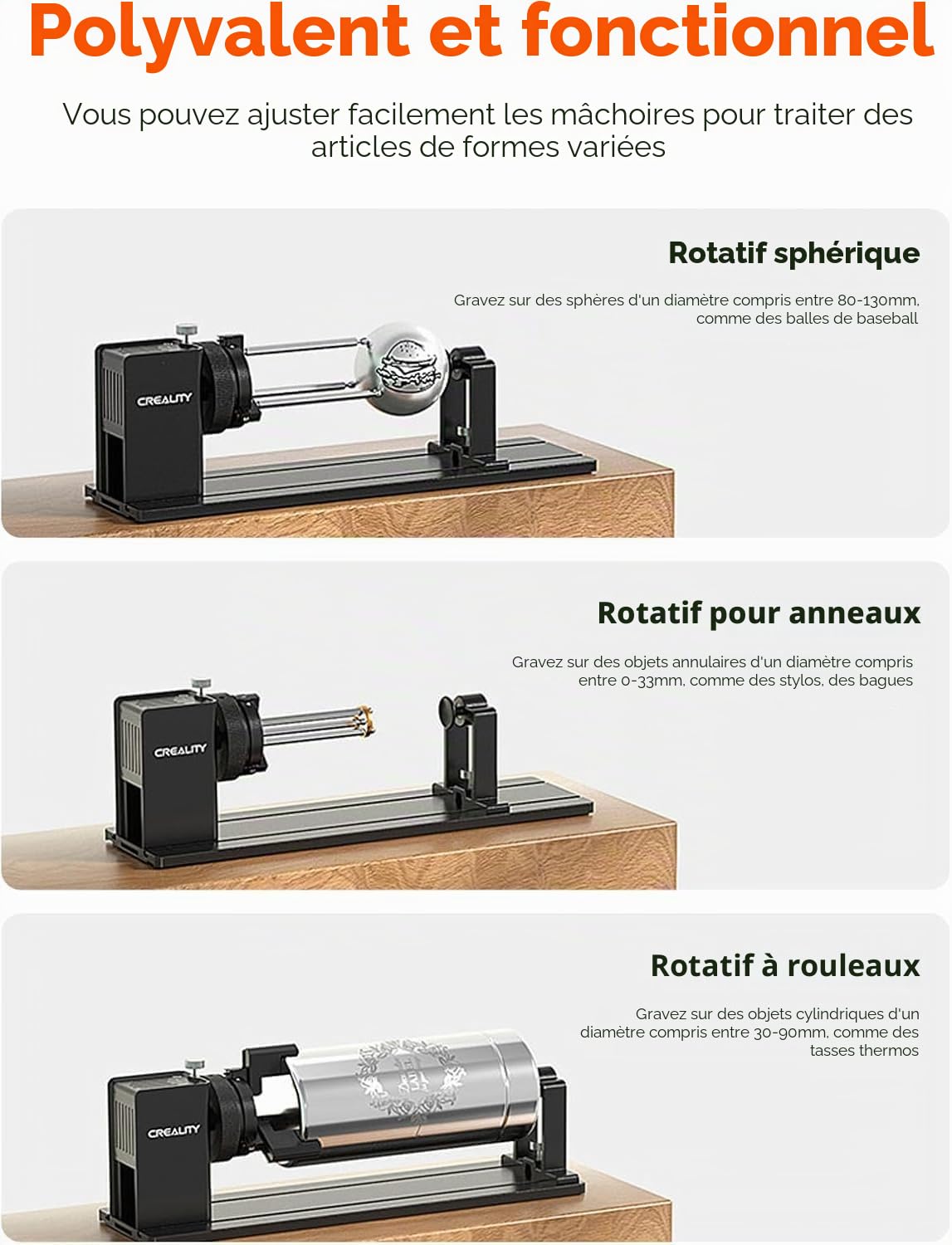 Creality Officiel Rouleau Rotatif laser Avec Rehausseurs pour Graveur Laser Falcon A1, Accessoires De Gravure Pour Objets Cylindriques, Verres à Vin, Anneaux