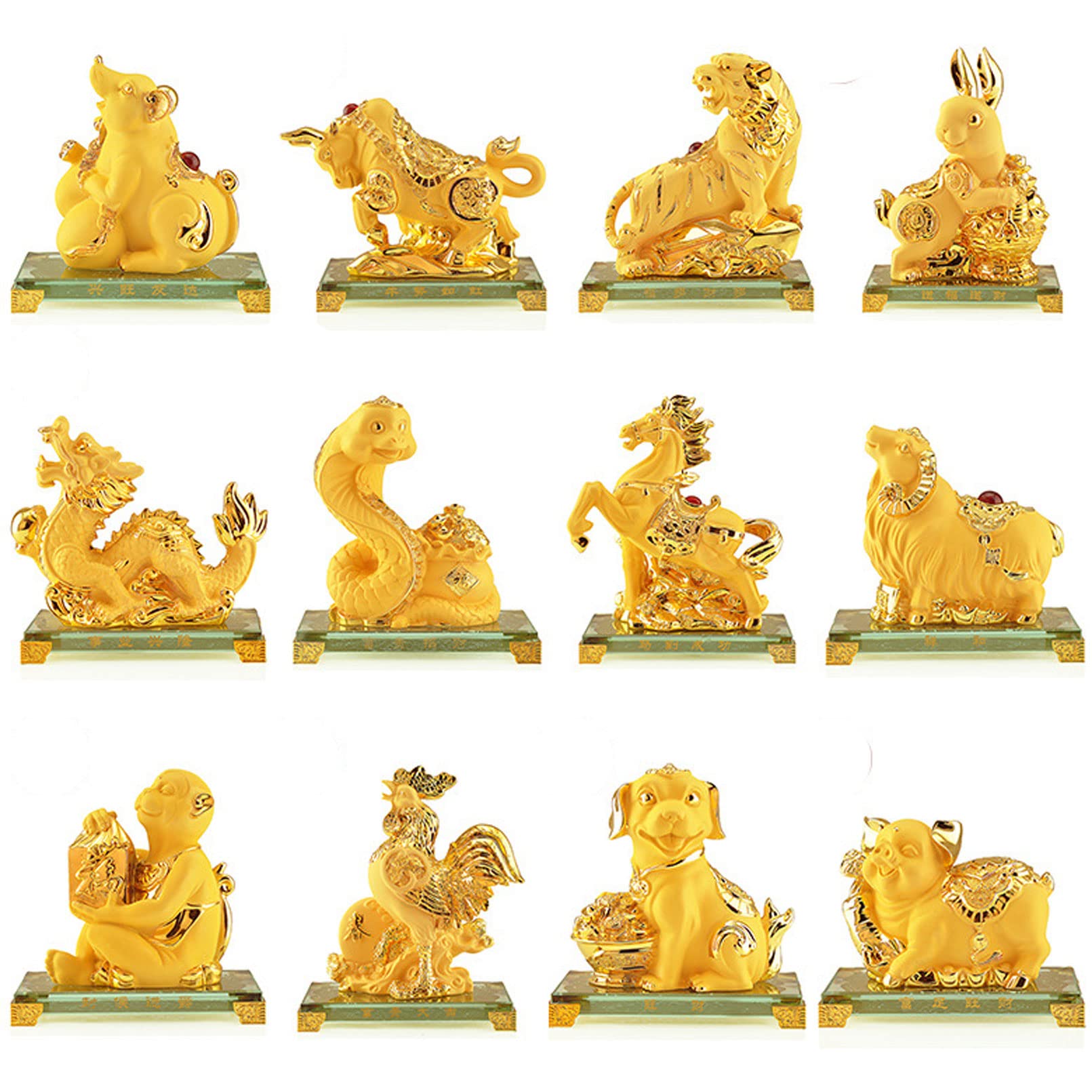 Posąg chińskiego smoka, posąg chińskiego smoka FengShui, posąg chińskiego dwunastu znaków zodiaku, komplet zodiaku, żywica feng shui, dekoracja posągu, kolekcja prezentów świątecznych i noworocznych d