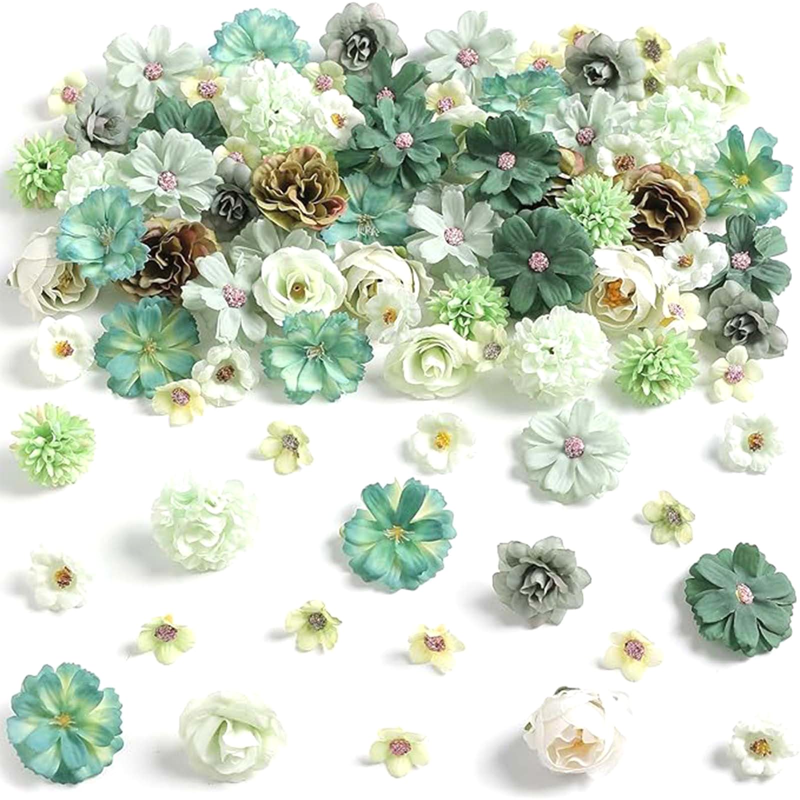 80Pcs Realistic Flower Heads 25-43mm for Wedding Centerpieces, Photo Album Decor, Arrangements & Bridal Accessories Silk Roses for Silk Bridal Hair Clip Flowers Cake Artificial Flower Christmas Floral