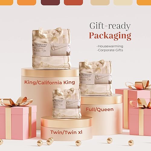 Miniatura 7 de Mayfair Linen 100 % algodón puro, manta de lujo tamaño KingCal King, color gris oscuro, patrón de espiga, suave y acogedora manta de otoño de alta