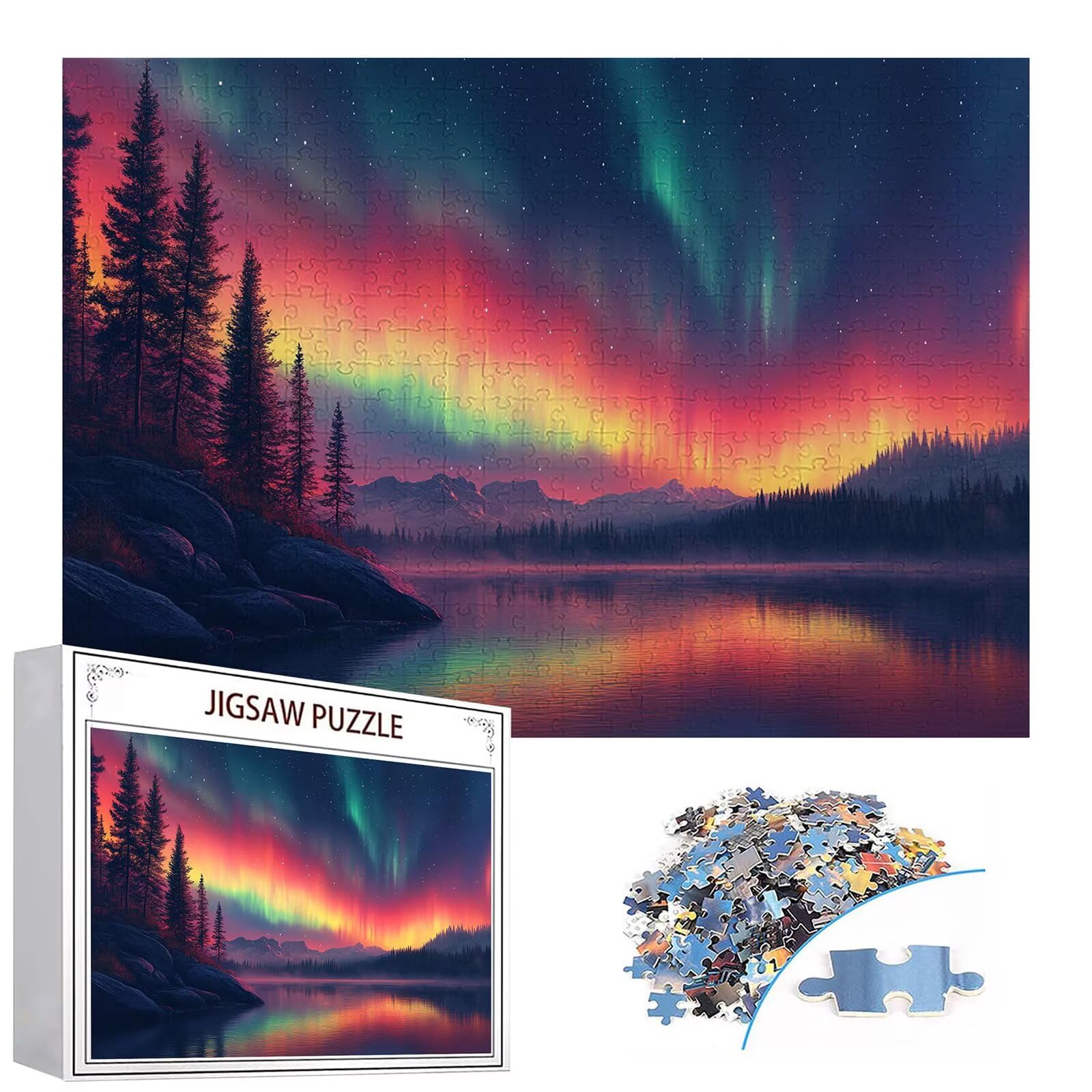 Puzzle 3000 elementów zorza polarna puzzle dla dorosłych jezioro 122 x 81 cm Unikalne rzemiosło klasyczne 3D drewniana układanka do rodzinnych gier aktywnych, układanka do samodzielnego wykonania