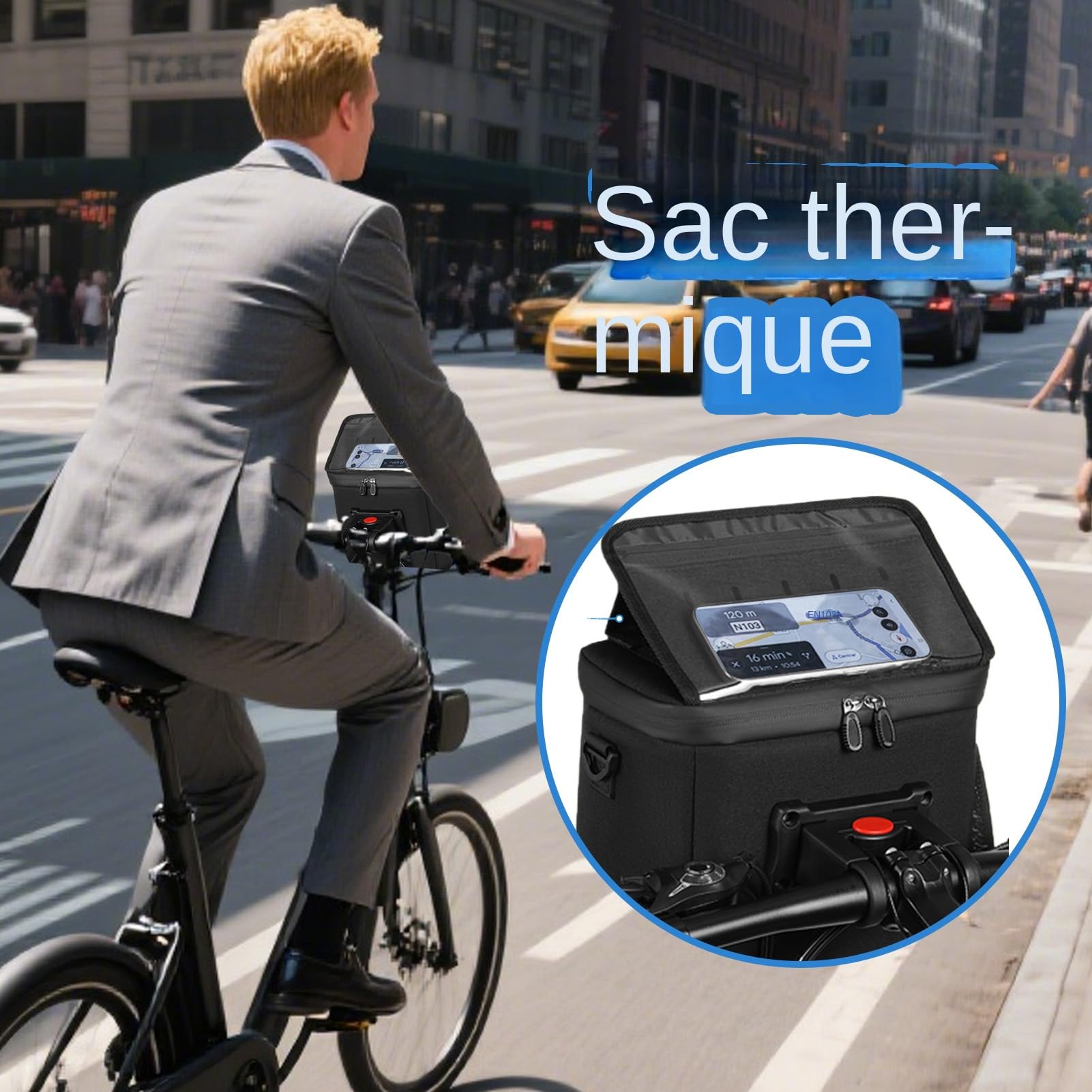 Borsa Da Manubrio Per Bici Contenitore Termico Riutilizzabile Portatile per | Grande Borsa Termica Da Manubrio Per Bici Per Mountain Bike Ciclismo Su Strada Escursionismo Campeggio Picnic