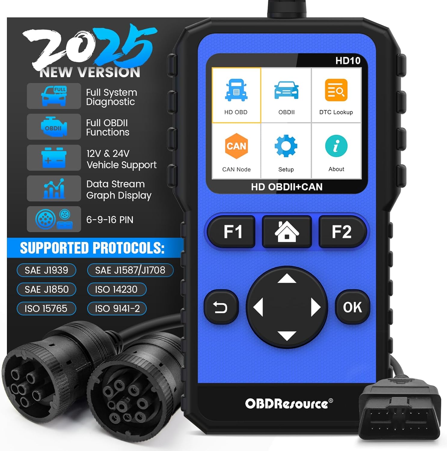 Heavy Duty Truck Scanner Full System Diesel Diagnostic Scan Tool HD OBD/EOBD/OBD2 Automotive Code Reader for Cars