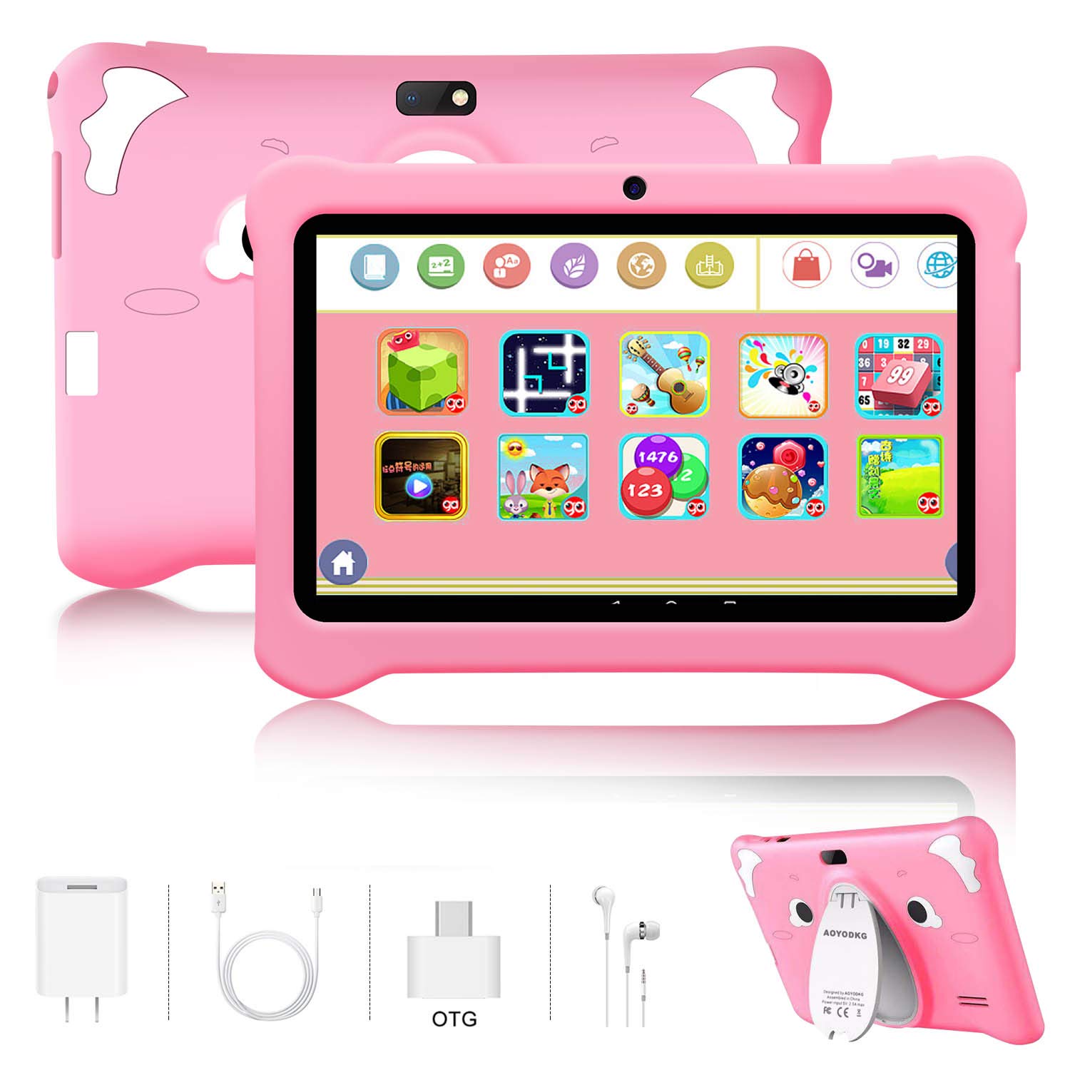 Kids Tablet, Android 9.0 Tablets 7 inch HD IPS Eye Protaction Display, 3GB RAM 32GB ROM, Quad Core Processor, Dual Camera, WiFi, Parental Control, Kid-Proof, Pre-Installed Educational APP (Pink)
